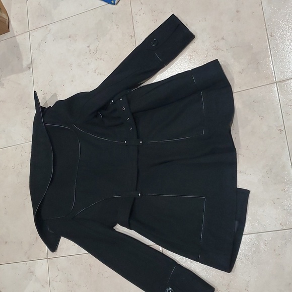 Miss Sixty M60 Belted Pea Coat Black Women's Small - Picture 6 of 8